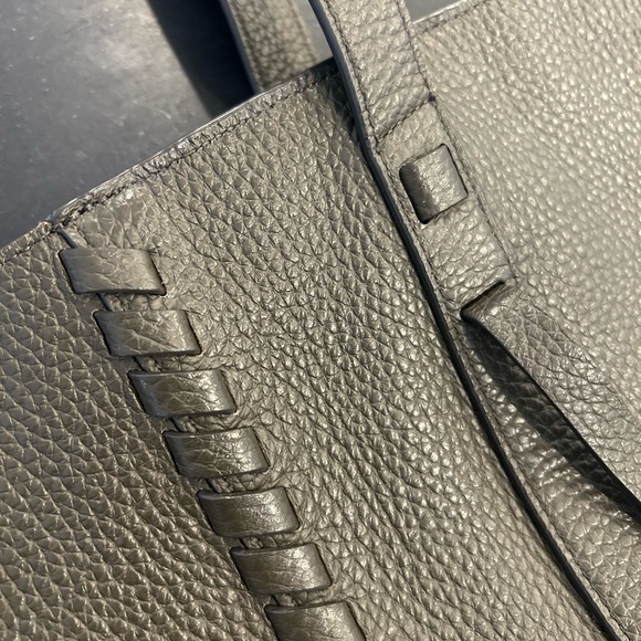 All Saints moss green leather tote with top zipper, pouch and original dust bag - Picture 12 of 17